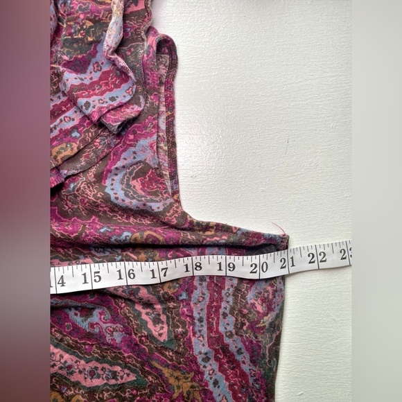 Lauren Ralph Lauren Dark Burgandy Paisley Tank Top with Ruffles - Picture 9 of 11